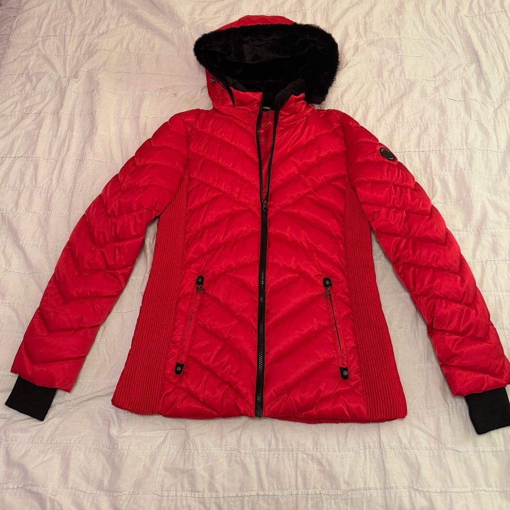 Nautica Women's Vibrant Red Puffer Jacket